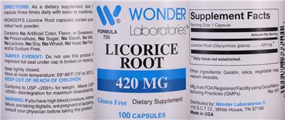 Photo of the Wonder Laboratories Licorice Root 420 mg label