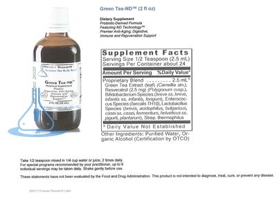Photo of the Premier Research Labs Green Tea-ND label