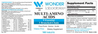 Photo of the Wonder Laboratories Multi-Amino Acids label