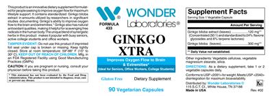 Photo of the Wonder Laboratories Ginkgo Xtra label