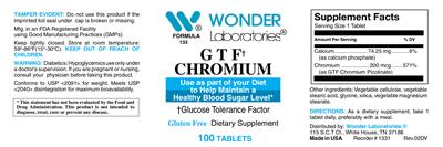 Photo of the Wonder Laboratories GTF Chromium label