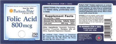 Folic Acid 800 mcg