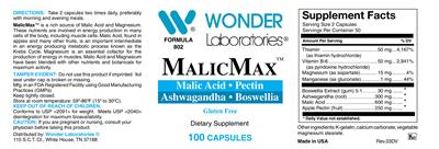 Photo of the Wonder Laboratories MalicMax label