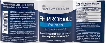 Label of FH PRObiotic for Men