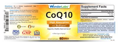 Photo of the Wonder Labs CoQ10 with BioPerine label
