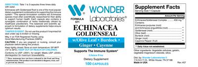 Photo of the Wonder Laboratories Echinacea Goldenseal label