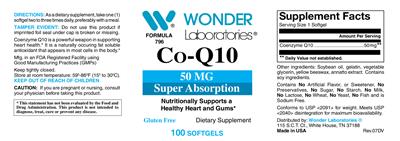 Photo of the Wonder Laboratories Co-Q10 50 mg label