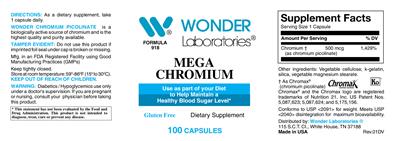 Photo of the Wonder Laboratories Mega Chromium label