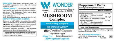 Photo of the Wonder Laboratories Mushroom Complex label