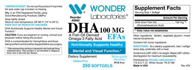 Photo of the Wonder Laboratories DHA 100 mg label