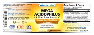 Label of Mega Acidophilus