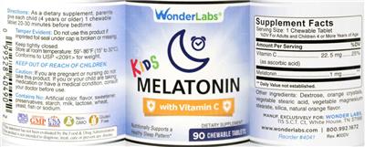 Photo of the Wonder Labs Kids Melatonin with Vitamin C label