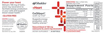Photo of the Shaklee +Heart CoQHeart with Q-Trol label