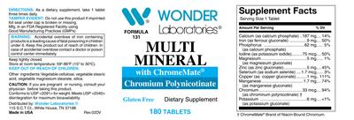 Photo of the Wonder Laboratories Multi Mineral with ChromeMate label