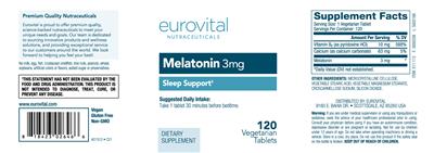 Photo of the Eurovital Nutraceuticals Melatonin 3 mg label