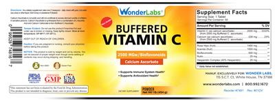 Photo of the Wonder Labs Buffered Vitamin C 2500 mg w/Bioflavonoids label