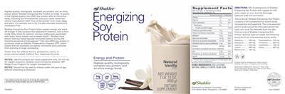 Photo of the Shaklee Energizing Soy Protein Natural Vanilla Flavor label