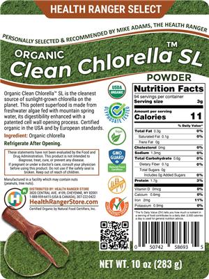 Photo of the Health Ranger Select Organic Clean Clorella SL label