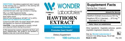 Photo of the Wonder Laboratories Hawthorn Extract label