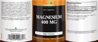 Photo of the Futurebiotics Magnesium 400 mg label