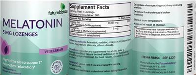 Photo of the Futurebiotics Melatonin 5 mg Lozenges Peppermint Flavor label