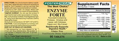 Photo of the Foster Regal Enzyme Forte label