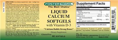 Photo of the Foster Regal Liquid Calcium Softgels with Vitamin D3 label