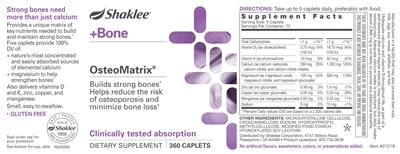 Photo of the Shaklee OsteoMatrix label