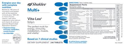 Photo of the Shaklee Multi+ Vita-Lea Men label