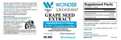 Photo of the Wonder Laboratories Grape Seed Extract 60 mg label