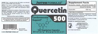 Photo of the Jarrow Formulas Quercetin 500 mg label