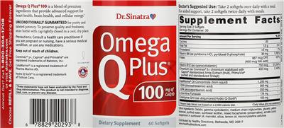 Photo of the Dr. Sinatra Omega Q Plus 100 label