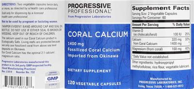 Photo of the Progressive Professional from Progressive Laboratories Coral Calcium 1400 mg label