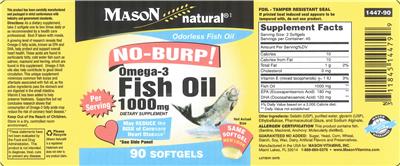 Photo of the Mason Natural Omega-3 Fish Oil 1000 mg label