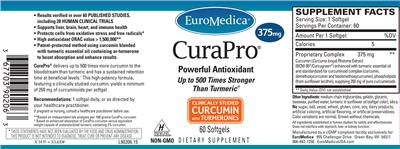 Photo of the EuroMedica CuraPro 375 mg label