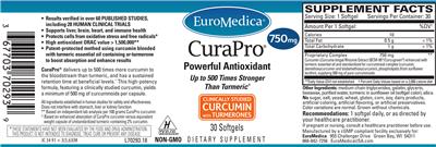 Photo of the EuroMedica CuraPro 750 mg label