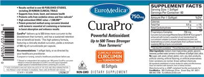 Photo of the EuroMedica CuraPro 750 mg label