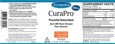 Photo of the EuroMedica CuraPro 750 mg label