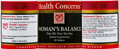 Photo of the Health Concerns Woman's Balance label