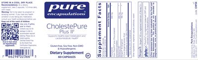 Photo of the Pure Encapsulations CholestePure Plus ll label