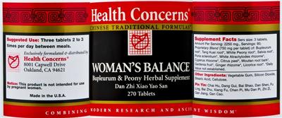 Photo of the Health Concerns Woman's Balance label