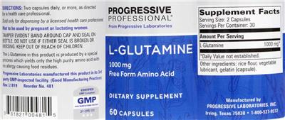 Photo of the Progressive Professional from Progressive Laboratories L-Glutamine 1000 mg label