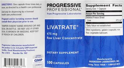Photo of the Progressive Professional from Progressive Laboratories Livatrate 475 mg label