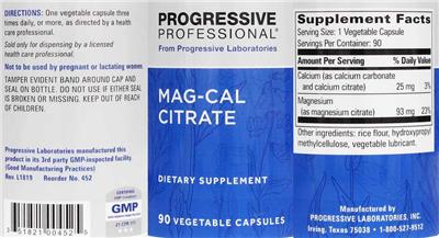 Photo of the Progressive Professional from Progressive Laboratories Mag-Cal Citrate label