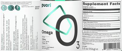 Photo of the Puori Omega 3 label