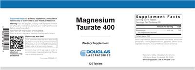 Photo of the Douglas Laboratories Magnesium Taurate 400 label