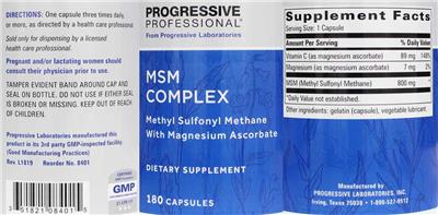 Photo of the Progressive Professional from Progressive Laboratories MSM Complex label