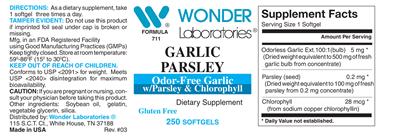 Photo of the Wonder Laboratories Garlic Parsley label