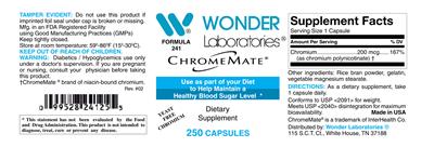 Photo of the Wonder Laboratories ChromeMate label