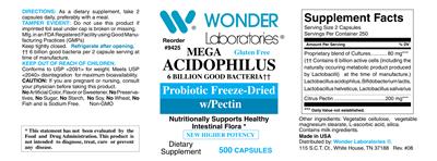 Label of Mega Acidophilus